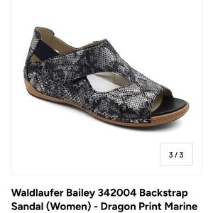 Waldlaufer Women's Backstrap Sandal - Black Dragon Print NWOB